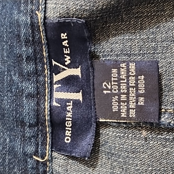 Denim Skirt 12 100% Cottom Raw Fringe Edge Hem Belt Zip Front - Picture 5 of 9